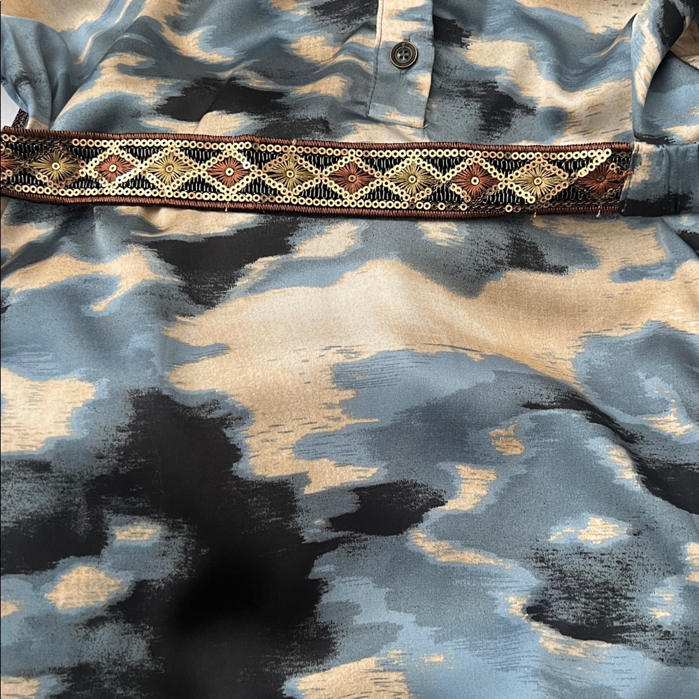 Nekane Milo Maxi Dress Blue Abstract Satin Boho Western NWT Medium - Picture 11 of 12